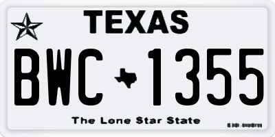 TX license plate BWC1355