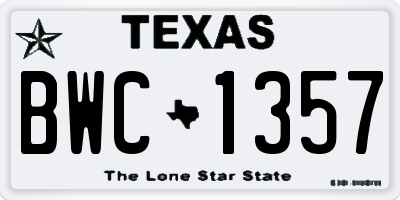 TX license plate BWC1357