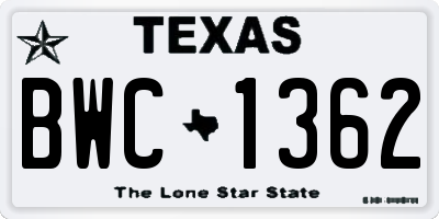 TX license plate BWC1362