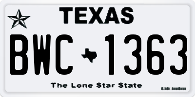 TX license plate BWC1363