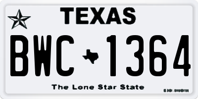 TX license plate BWC1364