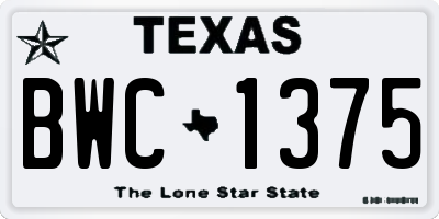 TX license plate BWC1375