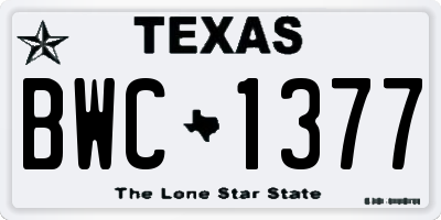 TX license plate BWC1377