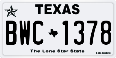 TX license plate BWC1378