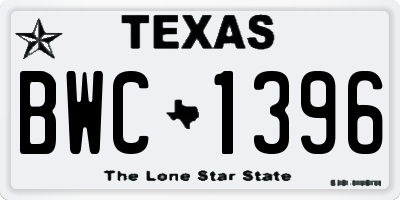 TX license plate BWC1396