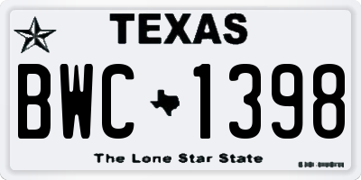 TX license plate BWC1398