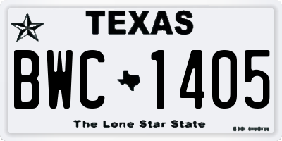 TX license plate BWC1405