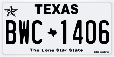TX license plate BWC1406