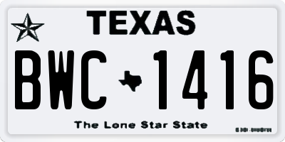 TX license plate BWC1416