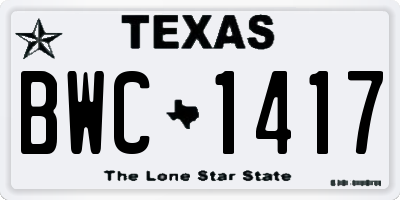 TX license plate BWC1417