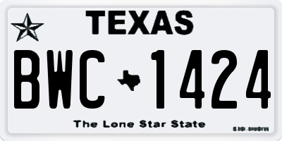 TX license plate BWC1424