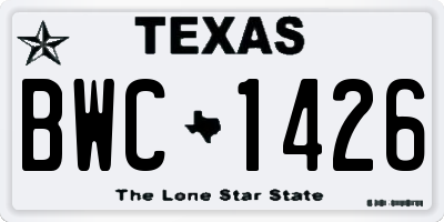 TX license plate BWC1426