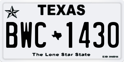TX license plate BWC1430