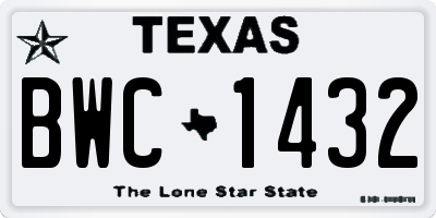 TX license plate BWC1432
