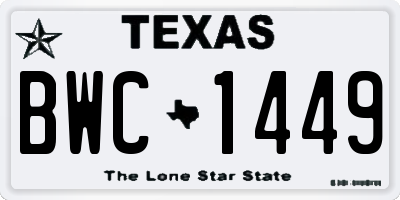 TX license plate BWC1449