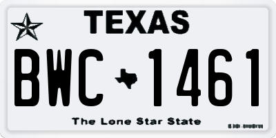 TX license plate BWC1461