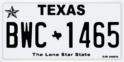 TX license plate BWC1465
