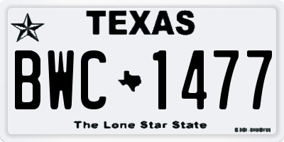 TX license plate BWC1477
