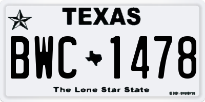 TX license plate BWC1478