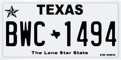 TX license plate BWC1494