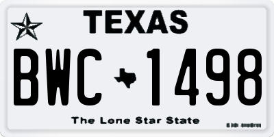 TX license plate BWC1498