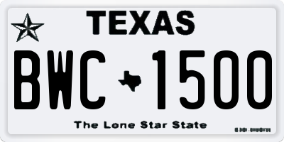 TX license plate BWC1500