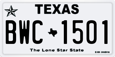 TX license plate BWC1501