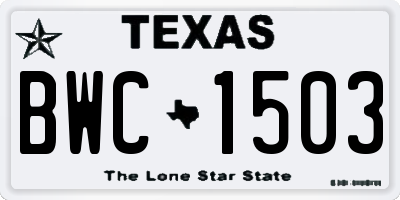 TX license plate BWC1503