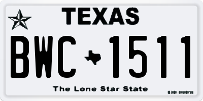 TX license plate BWC1511