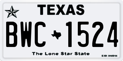 TX license plate BWC1524