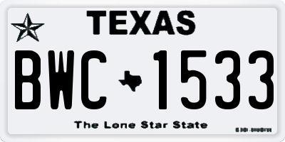 TX license plate BWC1533