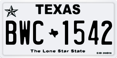 TX license plate BWC1542
