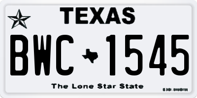 TX license plate BWC1545