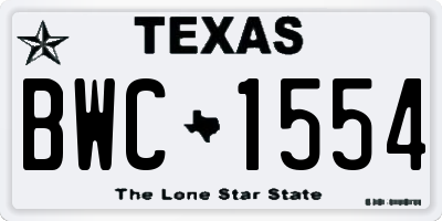 TX license plate BWC1554