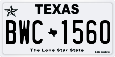 TX license plate BWC1560