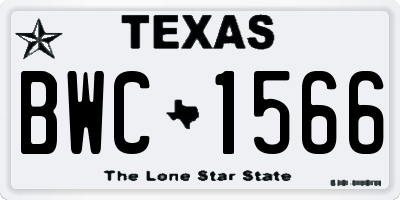 TX license plate BWC1566