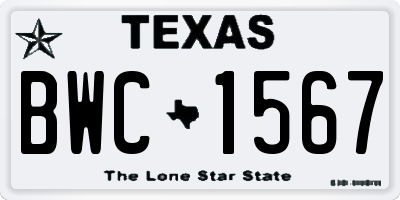 TX license plate BWC1567