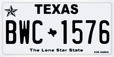 TX license plate BWC1576