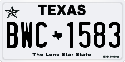TX license plate BWC1583