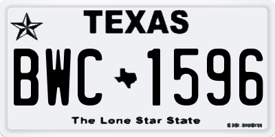 TX license plate BWC1596