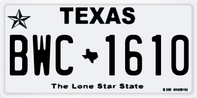 TX license plate BWC1610