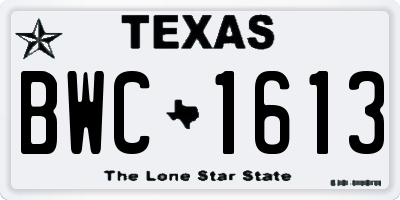 TX license plate BWC1613