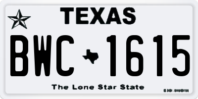 TX license plate BWC1615