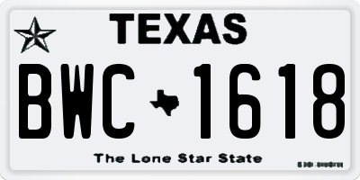 TX license plate BWC1618