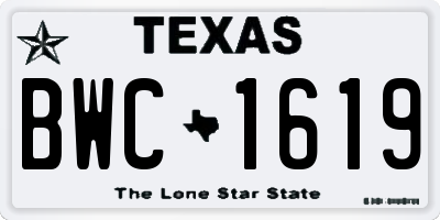 TX license plate BWC1619
