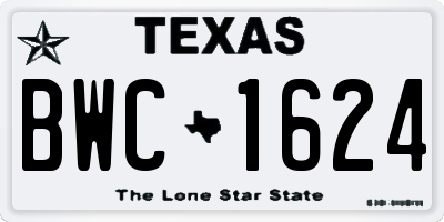 TX license plate BWC1624