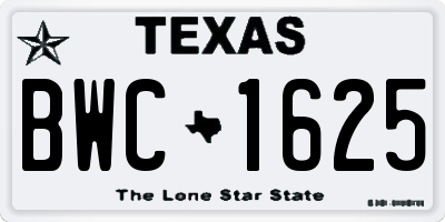 TX license plate BWC1625