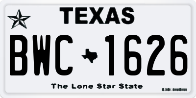 TX license plate BWC1626