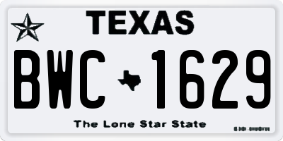 TX license plate BWC1629
