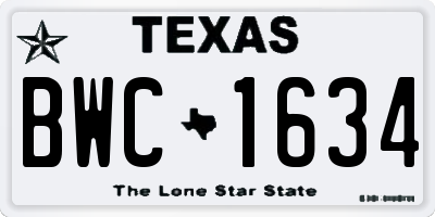 TX license plate BWC1634